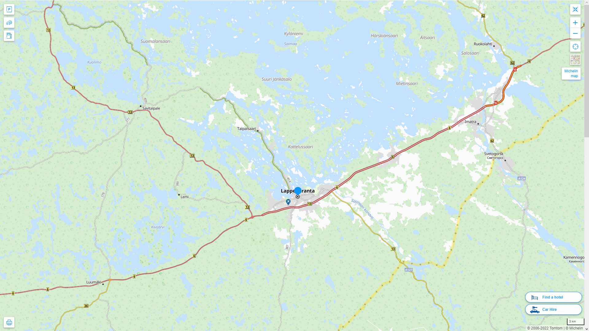 Lappeenranta Highway and Road Map